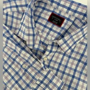 UNTUCKit Men's performance‎ polyester purple plaid shirt size L